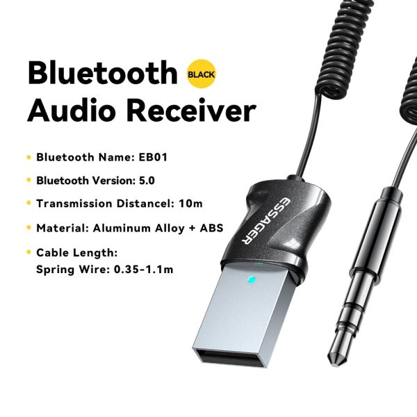 Bluetooth 5.0 Aux Adapter Wireless Receiver for Car Audio and Hands-Free Calls - Image 2