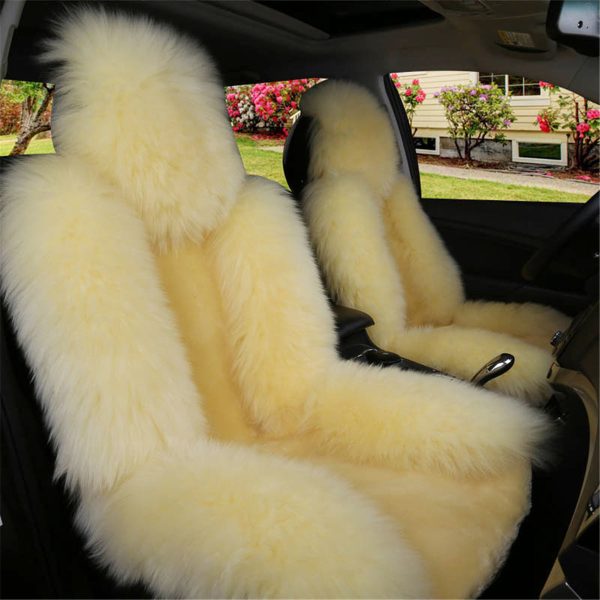 Universal Sheepskin Fur Car Seat Cover - Warm and Soft Wool Front Seat Cushion for Auto Interiors - Image 12