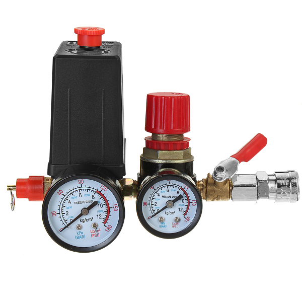Air Compressor Pressure Switch Control Valve Regulator Gauges W/ Quick Connector - Image 3