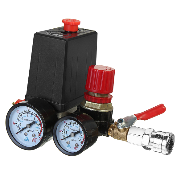 Air Compressor Pressure Switch Control Valve Regulator Gauges W/ Quick Connector - Image 4