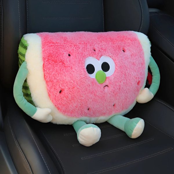 Cute Watermelon Design Headrest & Lumbar Support Pillow for Car Comfort - Image 2