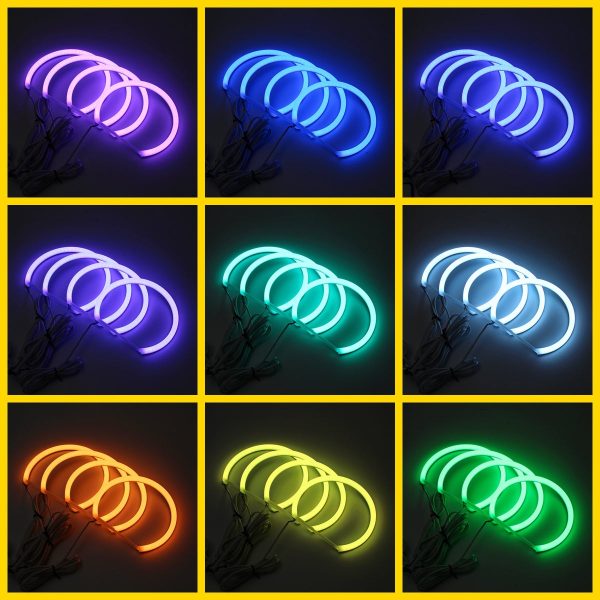 4PCS 131mm+146mm Multi-Color RGB LED Angel Eyes Halo Ring Lights Headlights with Remote Control For BMW E46 E90 - Image 2