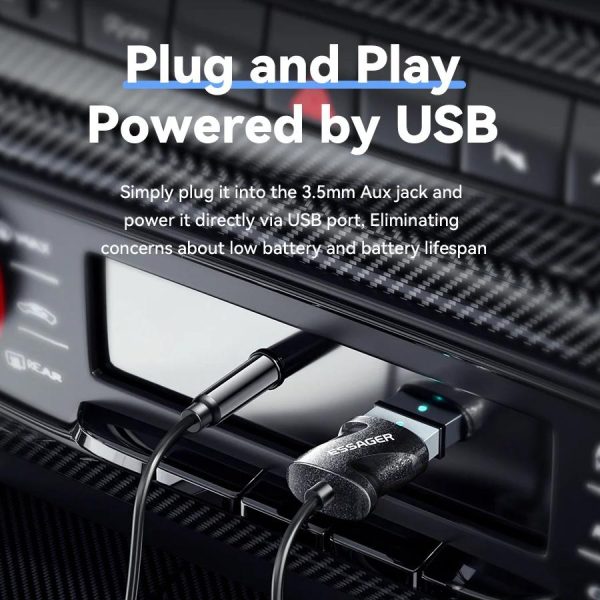 Bluetooth 5.0 Aux Adapter Wireless Receiver for Car Audio and Hands-Free Calls - Image 4