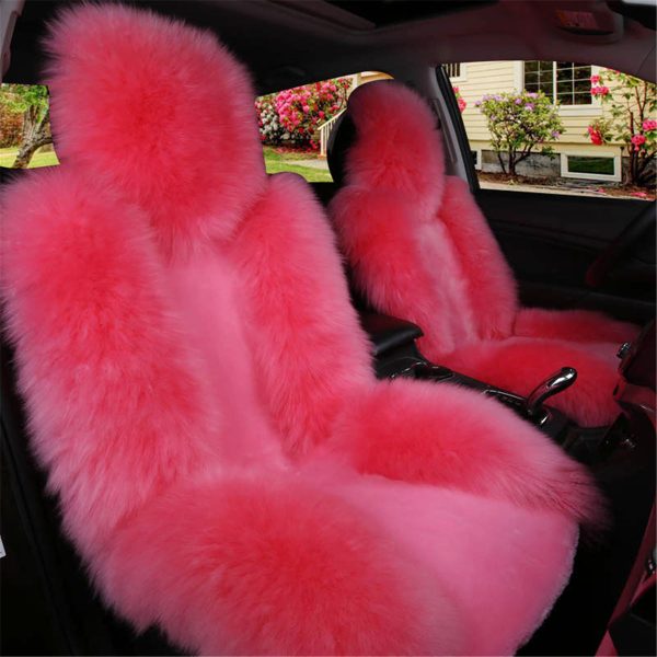 Universal Sheepskin Fur Car Seat Cover - Warm and Soft Wool Front Seat Cushion for Auto Interiors - Image 4