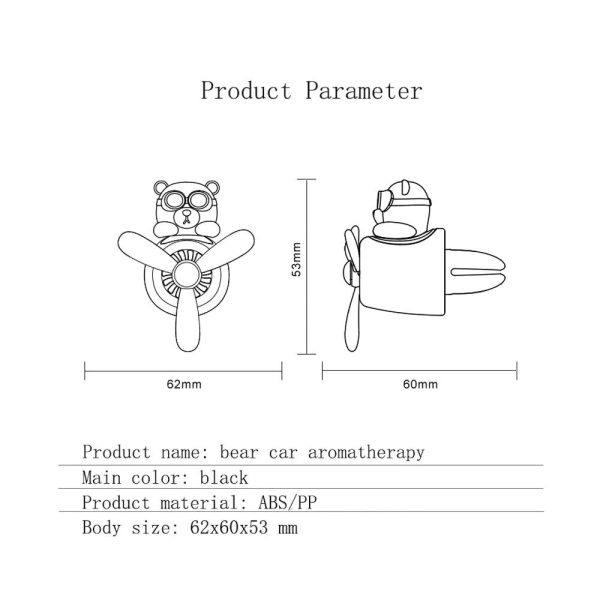 Bear Pilot Car Air Freshener with Propeller Diffuser - Image 14