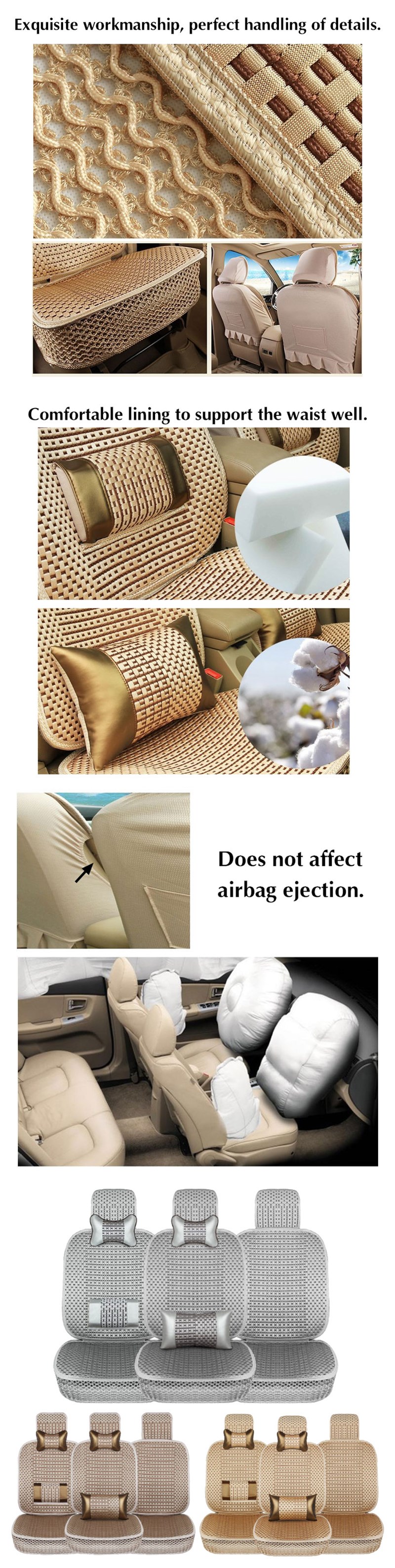Universal Car Breathable Seat Cover Auto SUV Protector Cushion W/Pillow Summer
