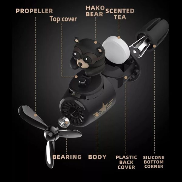 Bear Pilot Car Air Freshener with Propeller Diffuser - Image 12