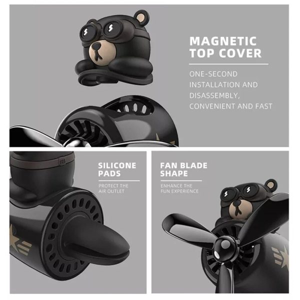 Bear Pilot Car Air Freshener with Propeller Diffuser - Image 13